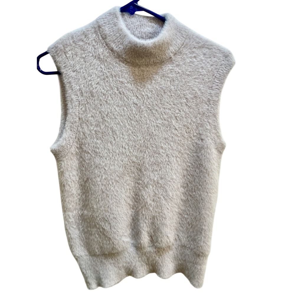 Rachel Zoe Lavender Fuzzy‎ Knit XS Sweater Vest Preppy Glam Minimalist Academia